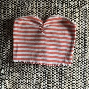 PacSun Orange and White Striped Crop Top